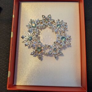 Christopher Radko Shiny Brite Swarovski Crystal Snowflake Brooch